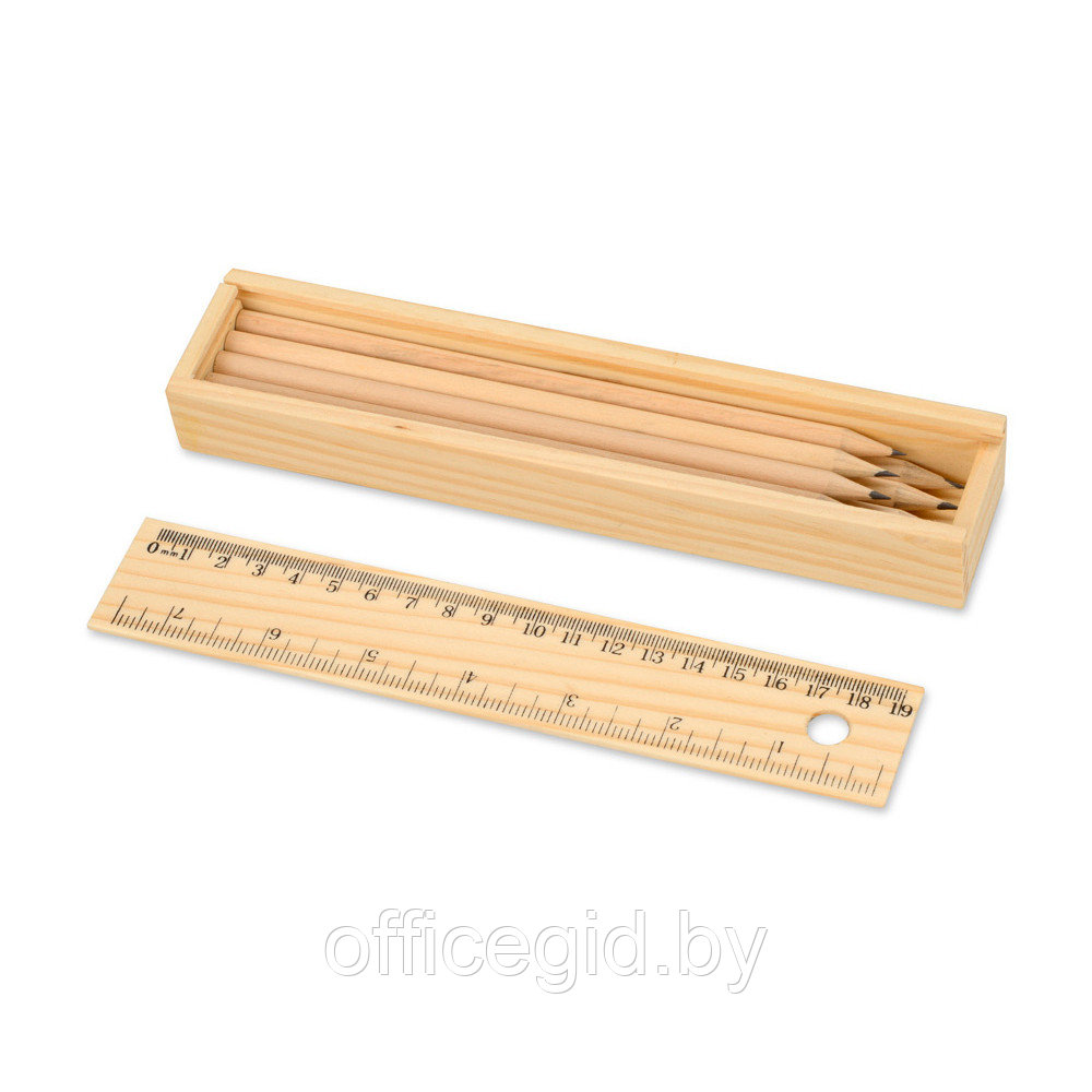 Набор простых карандашей "Дизайнер"с линейкой, без ластика, светло-коричневый - фото 1 - id-p188888595