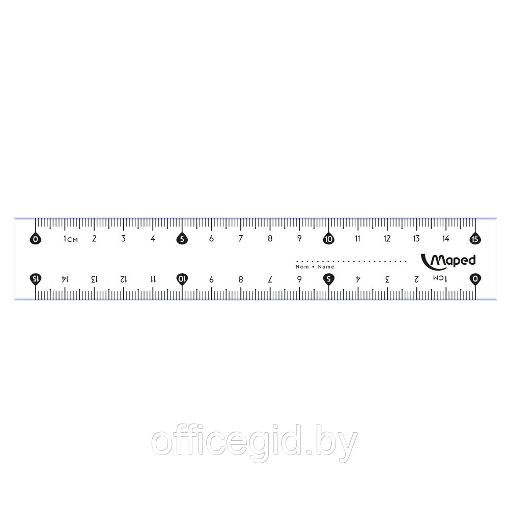 Набор чертежный "Maped": линейка 15 см, треугольник 45 и 60 гр, транспортир 180 гр, прозрачный - фото 3 - id-p188889518