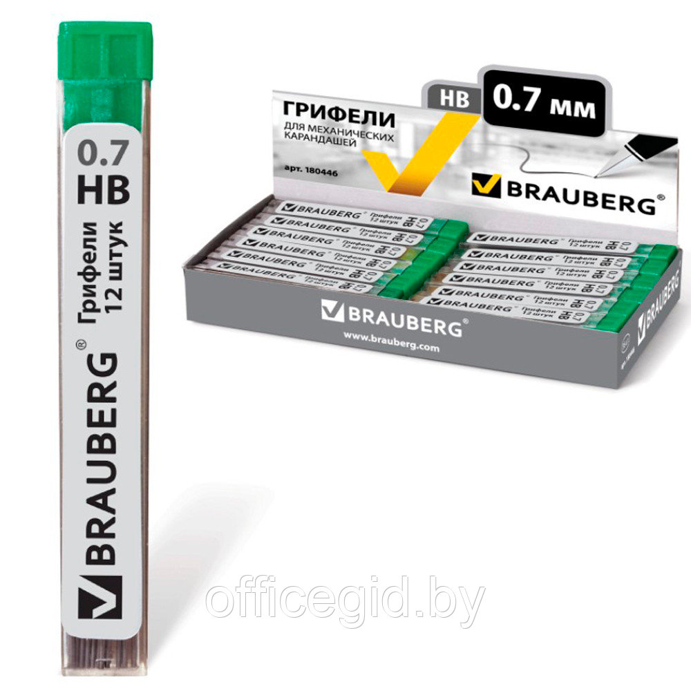 Грифель "Brauberg Hi-Polymer", HB, 0.7 мм, 12 шт - фото 2 - id-p188888610