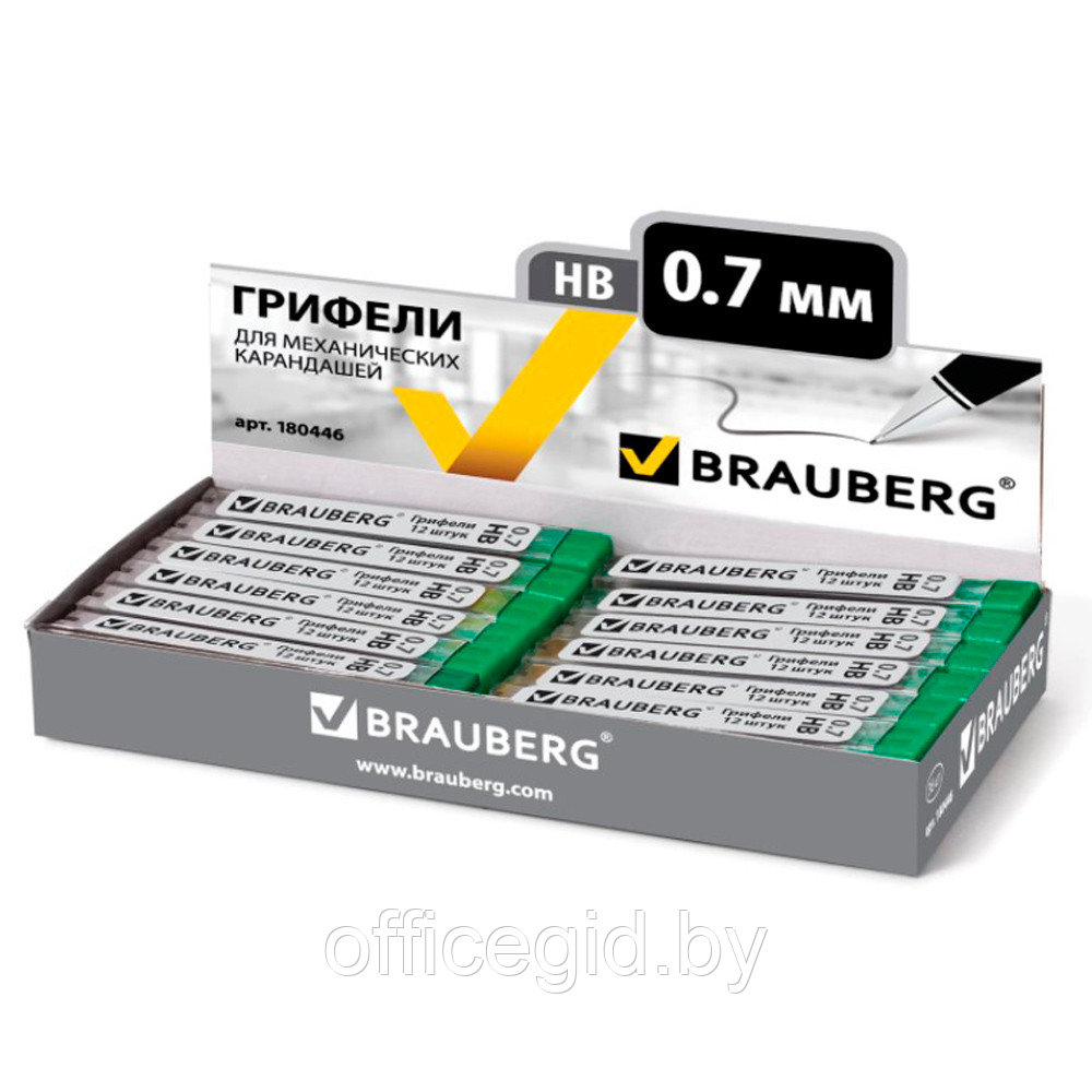 Грифель "Brauberg Hi-Polymer", HB, 0.7 мм, 12 шт - фото 3 - id-p188888610