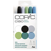 Набор маркеров перманентных "Copic ciao", 6 цветов, синие оттенки