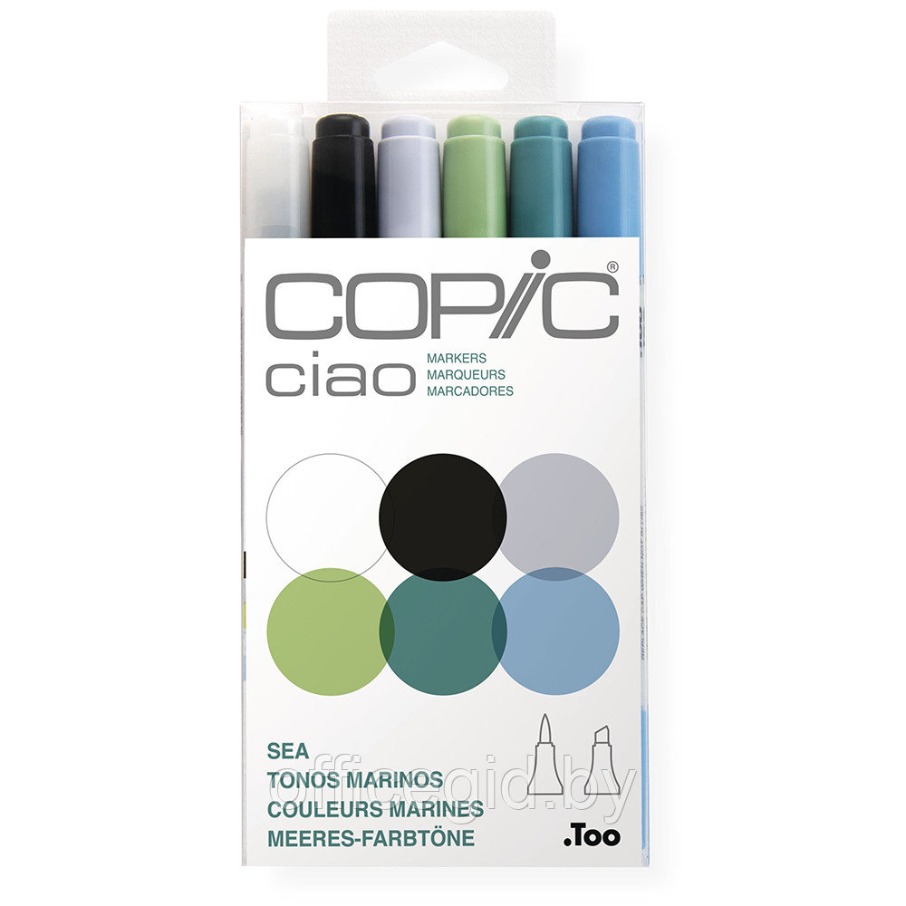 Набор маркеров перманентных "Copic ciao", 6 цветов, синие оттенки - фото 1 - id-p188885052