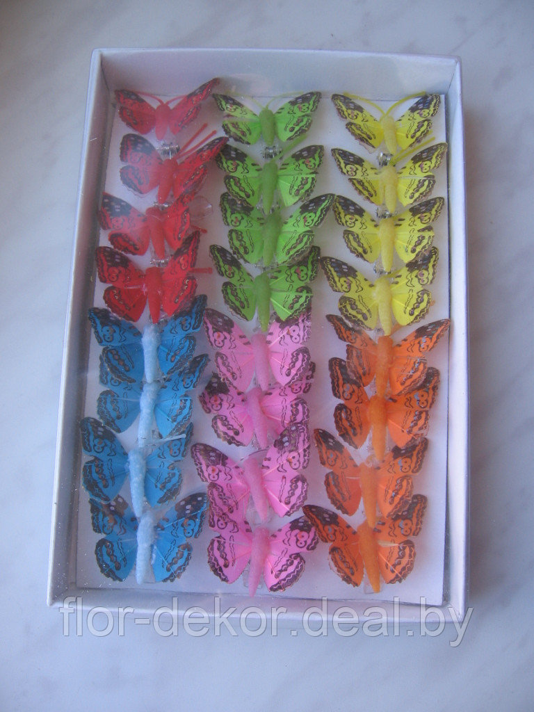 Бабочки на прищепке, 4 см ( комплект 4 шт)
