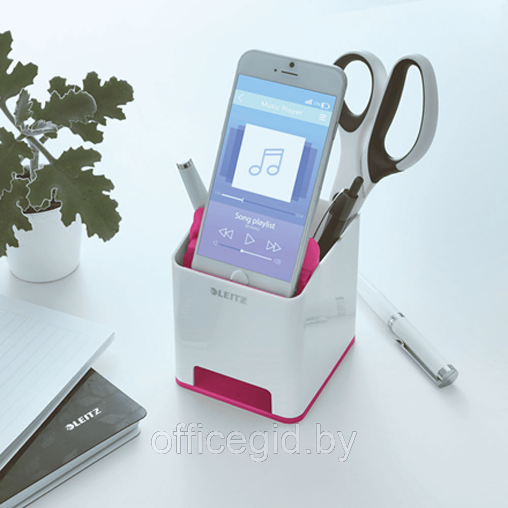 Подставка для канцелярских мелочей и смартфона "Leitz WOW", 90x100x101 мм, розовый, белый - фото 2 - id-p188887801