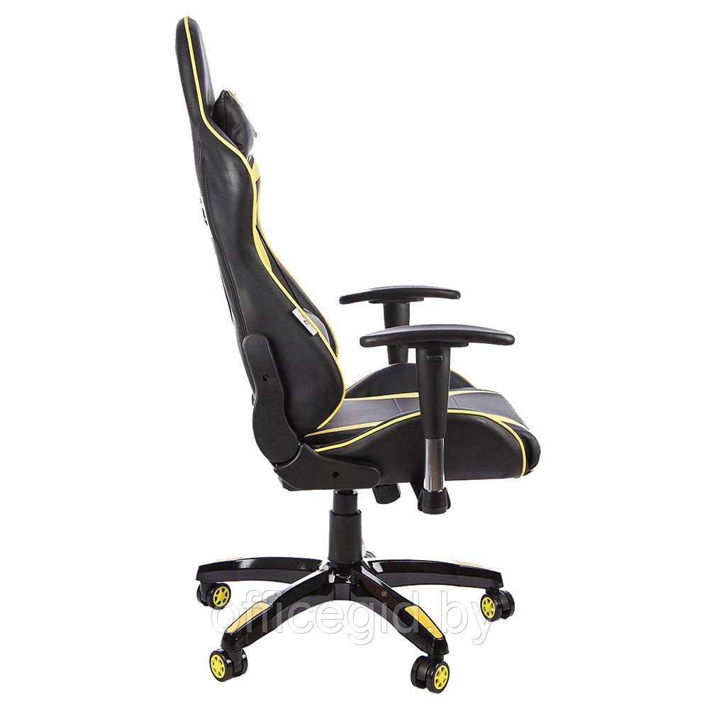Кресло игровое Calviano "MUSTANG", экокожа, желтый, черный - фото 2 - id-p188893243