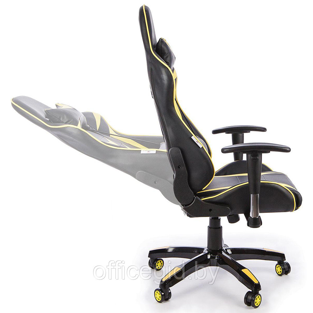 Кресло игровое Calviano "MUSTANG", экокожа, желтый, черный - фото 3 - id-p188893243