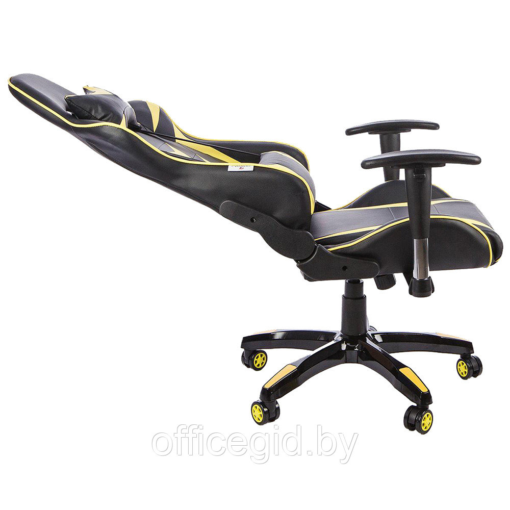 Кресло игровое Calviano "MUSTANG", экокожа, желтый, черный - фото 4 - id-p188893243