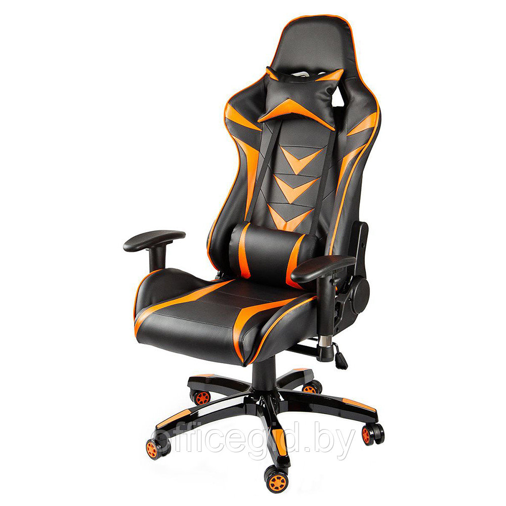 Кресло игровое Calviano "MUSTANG", экокожа, черный, оранжевый - фото 1 - id-p188893244