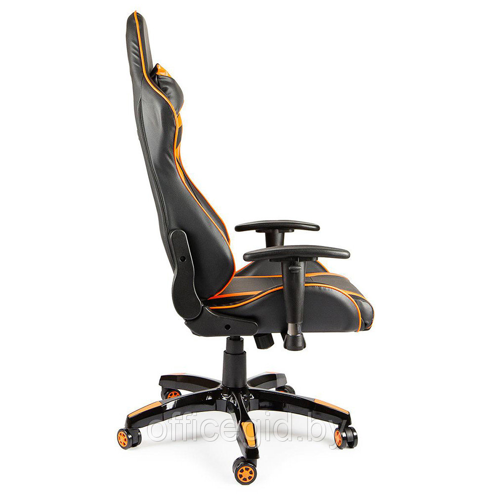 Кресло игровое Calviano "MUSTANG", экокожа, черный, оранжевый - фото 2 - id-p188893244