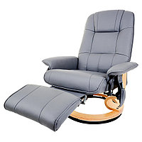 Кресло для руководителя "Calviano 2158" вибромассажное с подъемным пуфом и подогревом, экокожа, серый