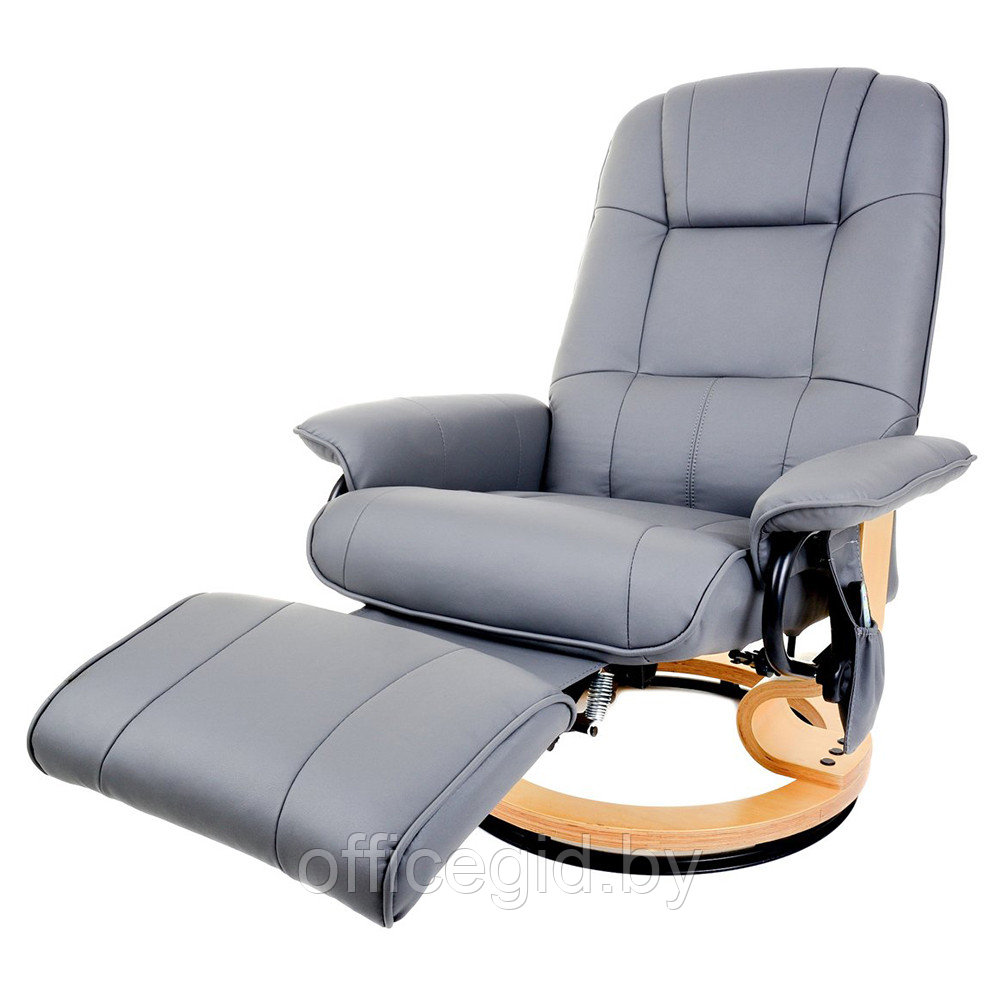 Кресло для руководителя "Calviano 2158" вибромассажное с подъемным пуфом и подогревом, экокожа, серый - фото 1 - id-p188893246