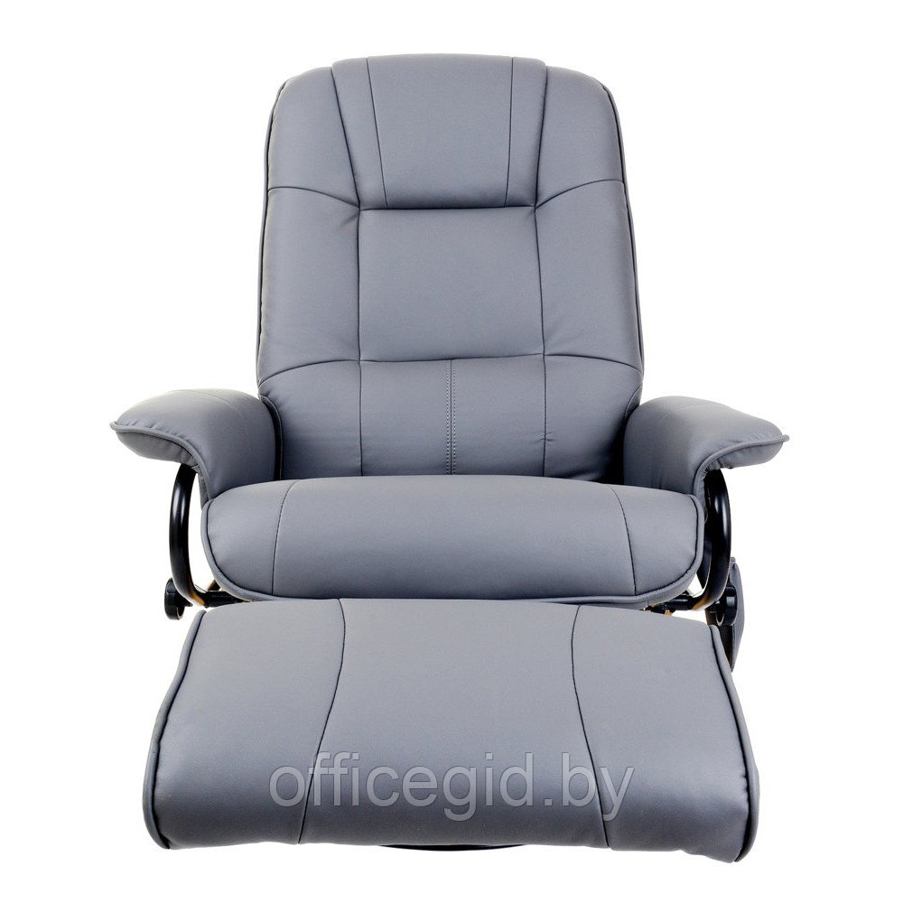 Кресло для руководителя "Calviano 2158" вибромассажное с подъемным пуфом и подогревом, экокожа, серый - фото 2 - id-p188893246