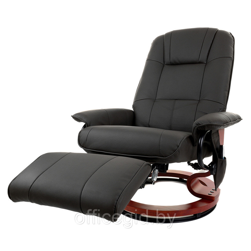 Кресло для руководителя "Calviano 2161" вибромассажное, с подъемным пуфом и подогревом, экокожа, черный