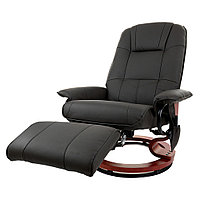 Кресло для руководителя "Calviano 2161" вибромассажное, с подъемным пуфом и подогревом, экокожа, черный