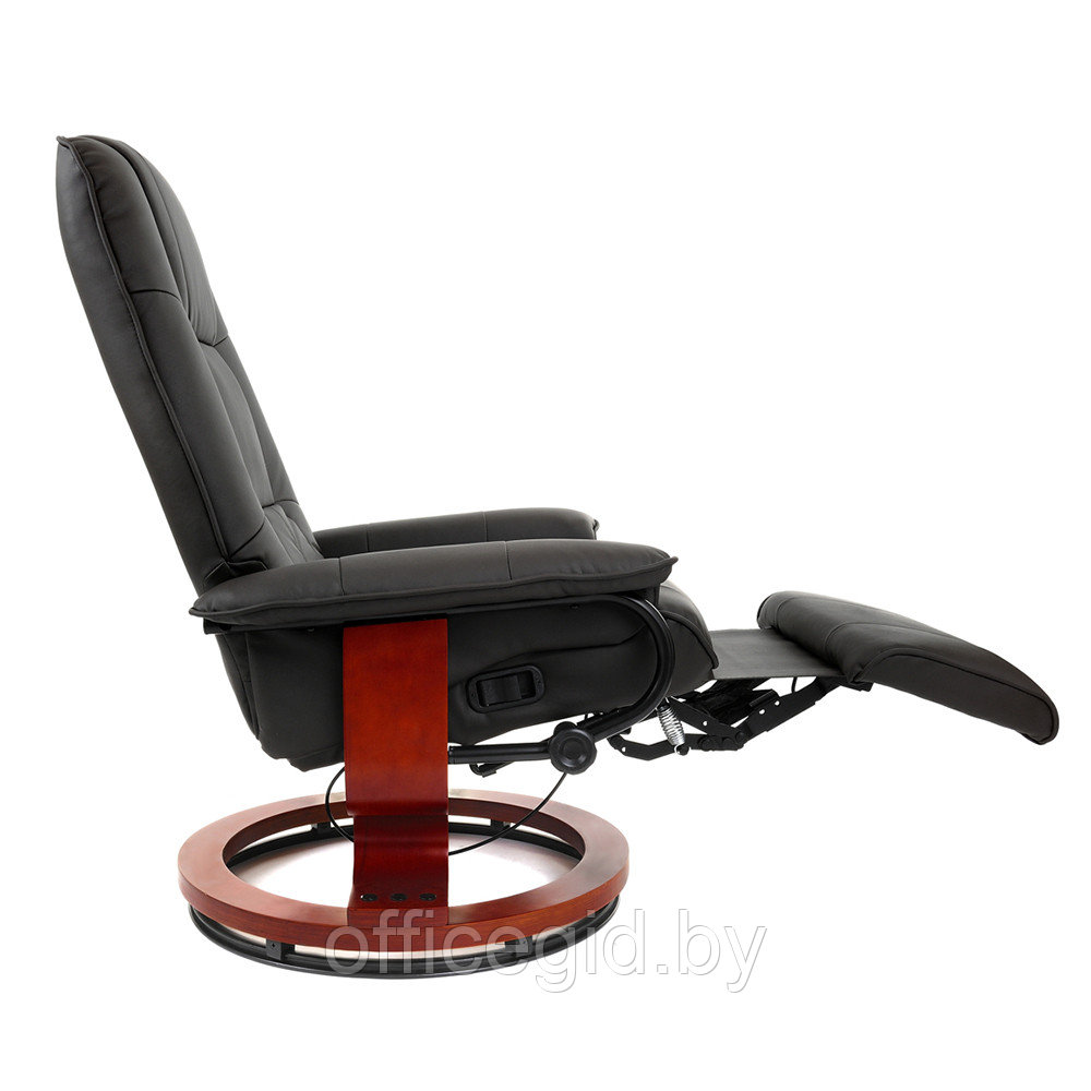 Кресло для руководителя "Calviano 2161" вибромассажное, с подъемным пуфом и подогревом, экокожа, черный - фото 3 - id-p188893247