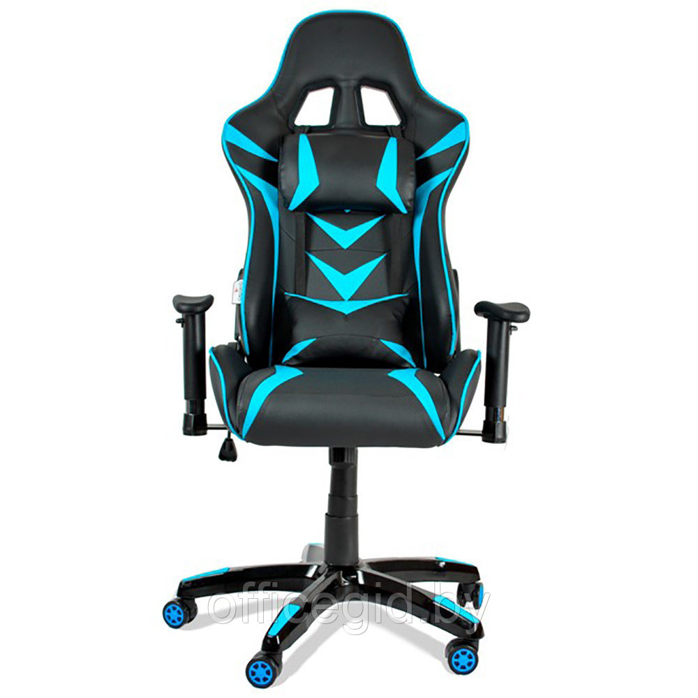 Кресло игровое Calviano "MUSTANG", экокожа, голубой, черный - фото 2 - id-p188893262