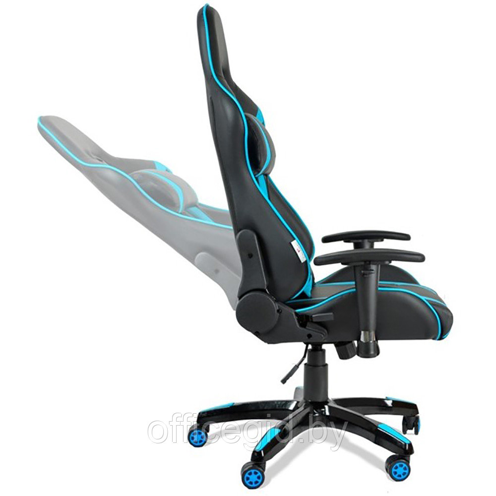 Кресло игровое Calviano "MUSTANG", экокожа, голубой, черный - фото 4 - id-p188893262