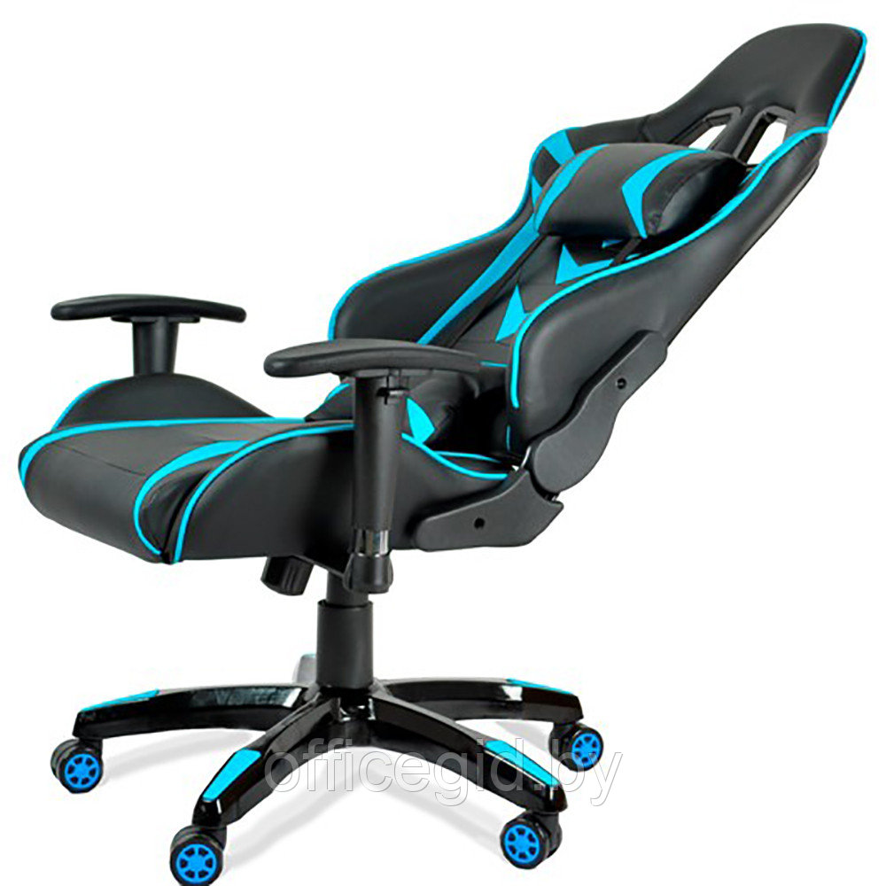 Кресло игровое Calviano "MUSTANG", экокожа, голубой, черный - фото 5 - id-p188893262