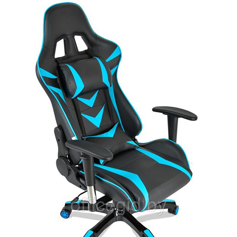 Кресло игровое Calviano "MUSTANG", экокожа, голубой, черный - фото 6 - id-p188893262