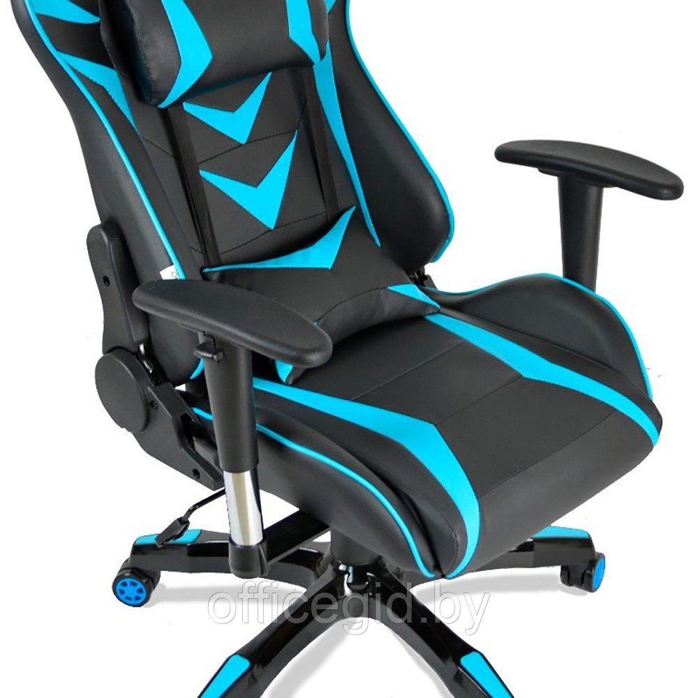 Кресло игровое Calviano "MUSTANG", экокожа, голубой, черный - фото 7 - id-p188893262