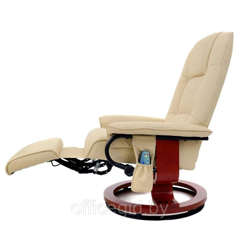 Кресло для руководителя "Calviano 2160" вибромассажное с подъемным пуфом и подогревом, экокожа, бежевый - фото 4 - id-p188893264