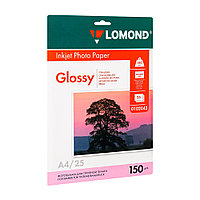 Фотобумага глянцевая для струйной фотопечати "Lomond", A4, 25 листов, 150 г/м2
