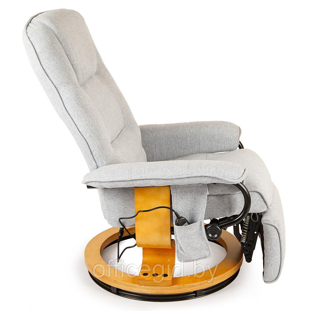 Кресло для руководителя "Calviano 2162" вибромассажное, с подъемным пуфом и подогревом, ткань, серый - фото 3 - id-p188893267