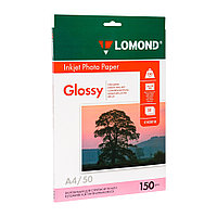 Фотобумага глянцевая для струйной фотопечати "Lomond", A4, 50 листов, 150 г/м2