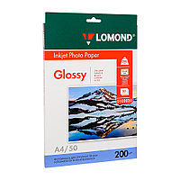 Фотобумага глянцевая для струйной фотопечати "Lomond", A4, 50 листов, 200 г/м2
