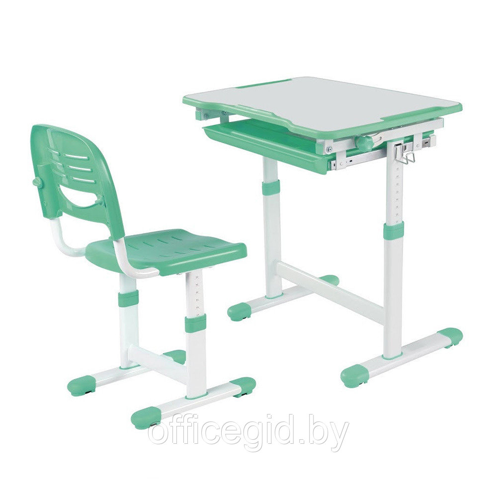Комплект растущей мебели "FUNDESK Piccolino Green": парта + стул, зеленый - фото 1 - id-p188892403