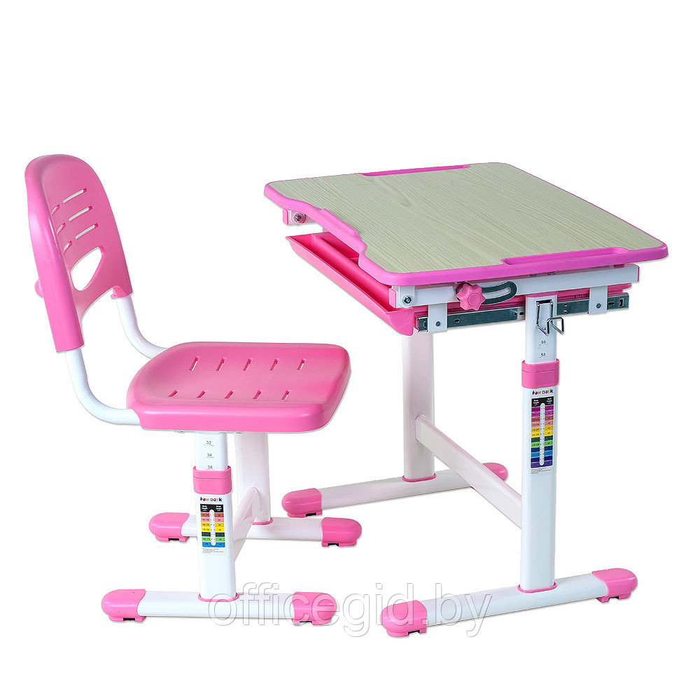 Комплект растущей мебели "FUNDESK Piccolino Pink": парта + стул, розовый