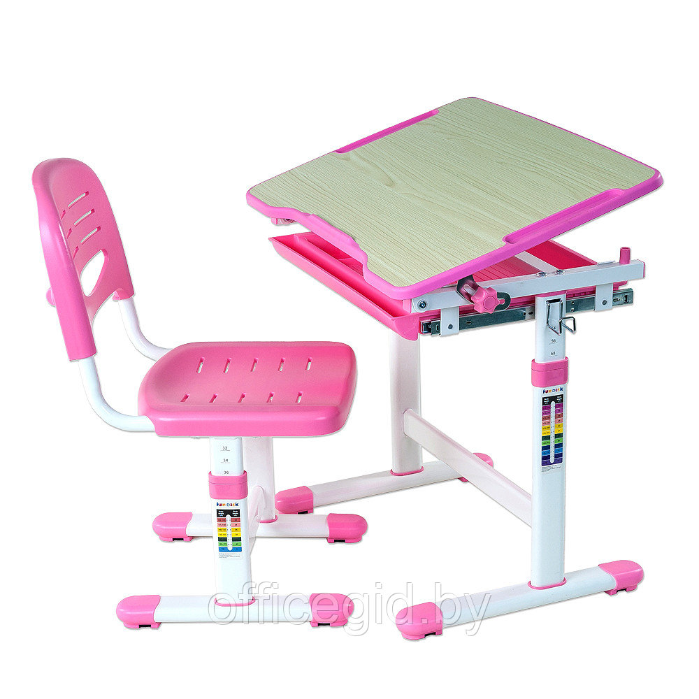 Комплект растущей мебели "FUNDESK Piccolino Pink": парта + стул, розовый - фото 4 - id-p188892404