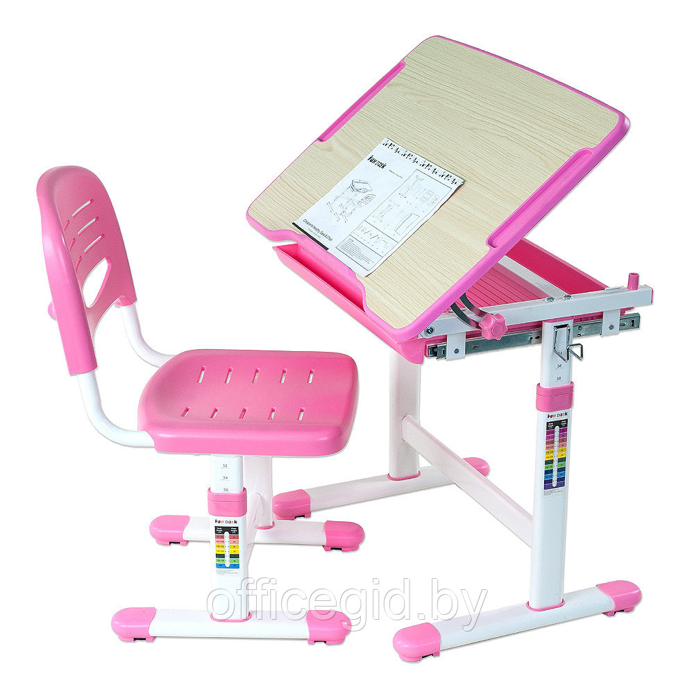 Комплект растущей мебели "FUNDESK Piccolino Pink": парта + стул, розовый - фото 5 - id-p188892404