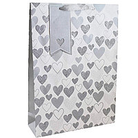 Пакет бумажный подарочный "Silver heart", 33x16.5x33 см, разноцветный