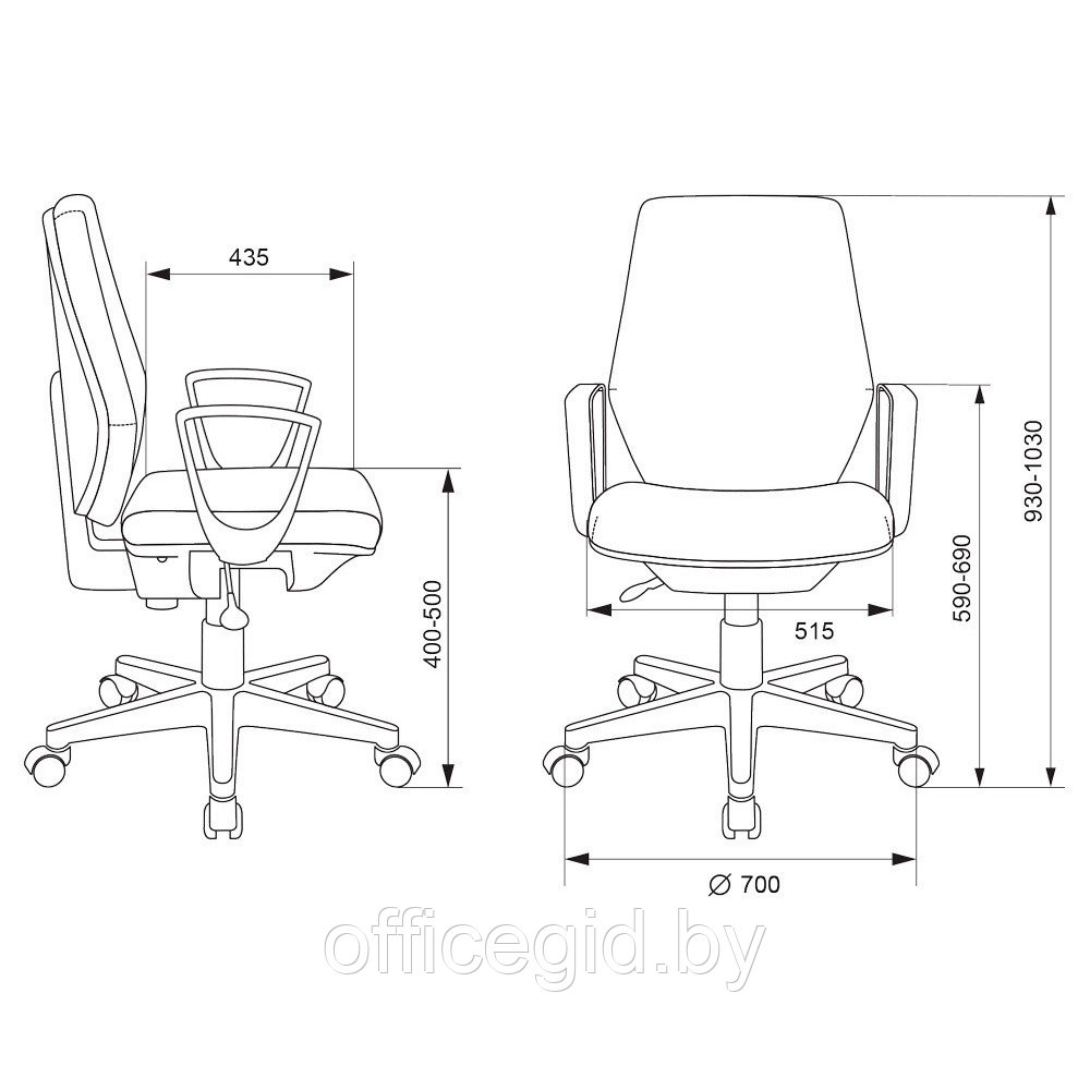 Кресло для персонала Бюрократ CH-545 серый 38-417 крестовина пластик - фото 5 - id-p188893307