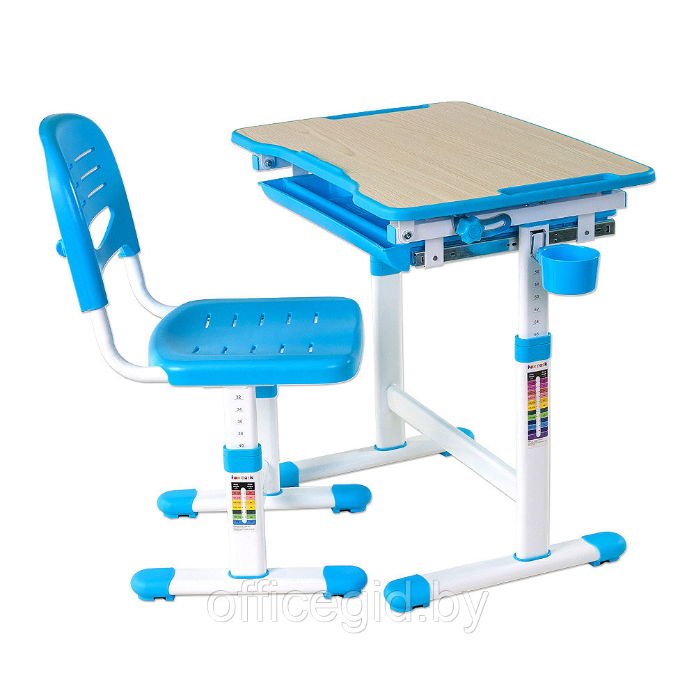Комплект растущей мебели "FUNDESK Piccolino Blue": парта + стул, голубой - фото 1 - id-p188892407