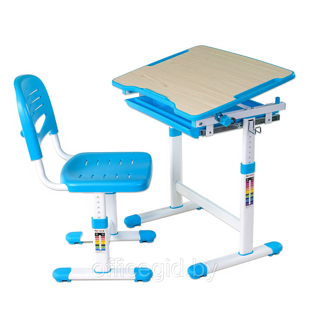 Комплект растущей мебели "FUNDESK Piccolino Blue": парта + стул, голубой - фото 3 - id-p188892407