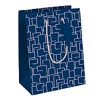 Пакет бумажный подарочный "Men in blue", 21.5x10.2x25.3 см, синий