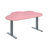 Стол с электроприводом двухмоторный "WellDesk", ДСП 28 мм, столешница в форме облака, розовый