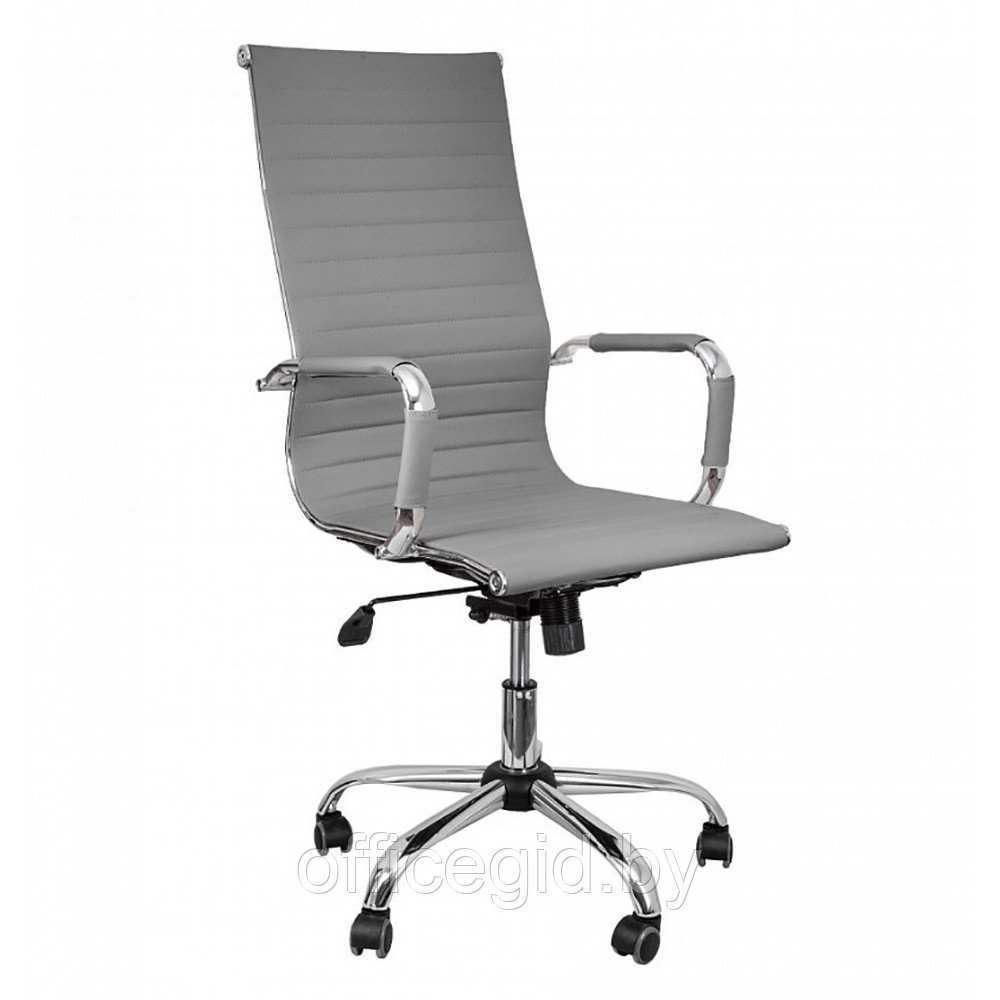 Кресло для руководителя "ELEGANCE NEW ECO", хром, кожзам, серый - фото 1 - id-p188893320