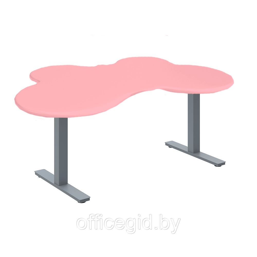 Стол с электроприводом двухмоторный WellDesk, ДСП 28 мм, столешница в форме бабочки, розовый - фото 1 - id-p188892422
