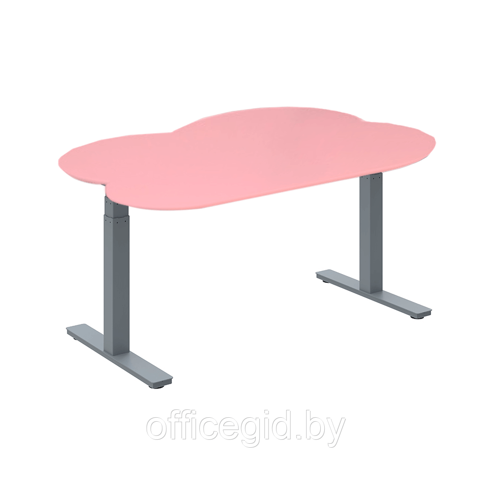 Стол с электроприводом двухмоторный "WellDesk", ДСП 28 мм, столешница в форме острова, розовый - фото 1 - id-p188892426