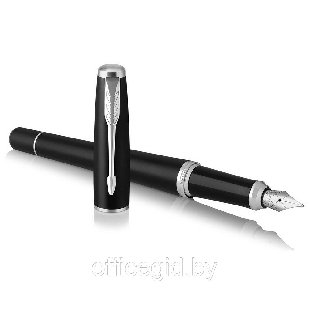 Ручка перьевая "Parker Urban Muted Black CT", F, черный, серебристый, патрон синий