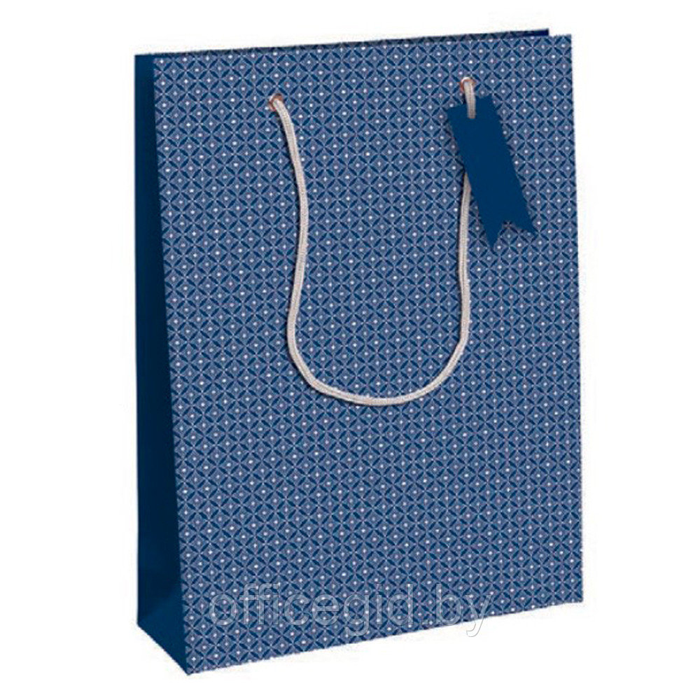 Пакет бумажный подарочный "Men in blue", 26.5x14x33 см, синий