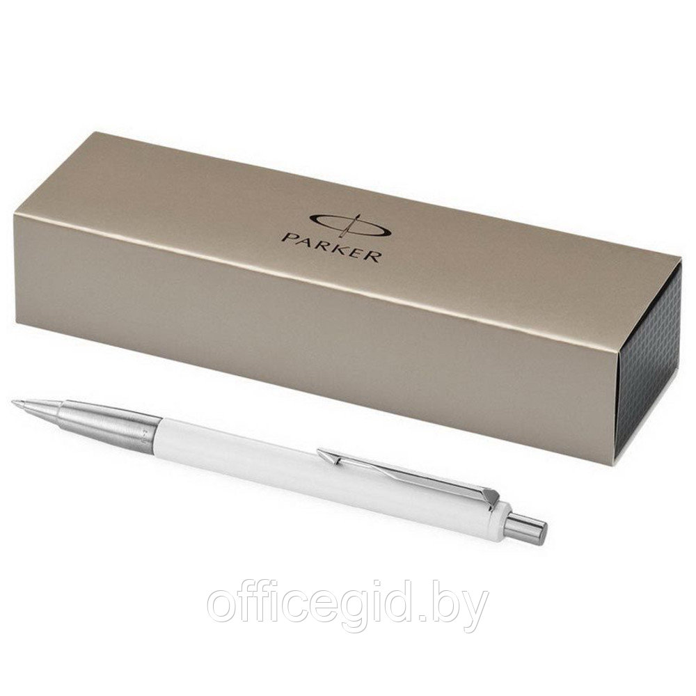 Ручка шарик/автомат "Vector White" 0,7 мм, метал., подарочн. упак., белый/серебристый, стерж. синий - фото 1 - id-p188888782
