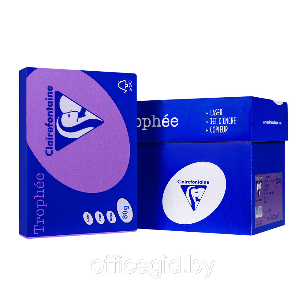Бумага цветная "Trophée", А4, 500 листов, 80 г/м2, фиолетовый - фото 2 - id-p188891540