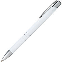 Ручка шариковая автоматическая "Ascot", 0.7 мм, белый, серебристый, стерж. синий
