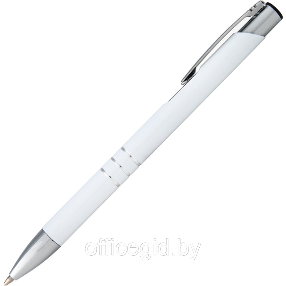 Ручка шариковая автоматическая "Ascot", 0.7 мм, белый, серебристый, стерж. синий - фото 1 - id-p188888790