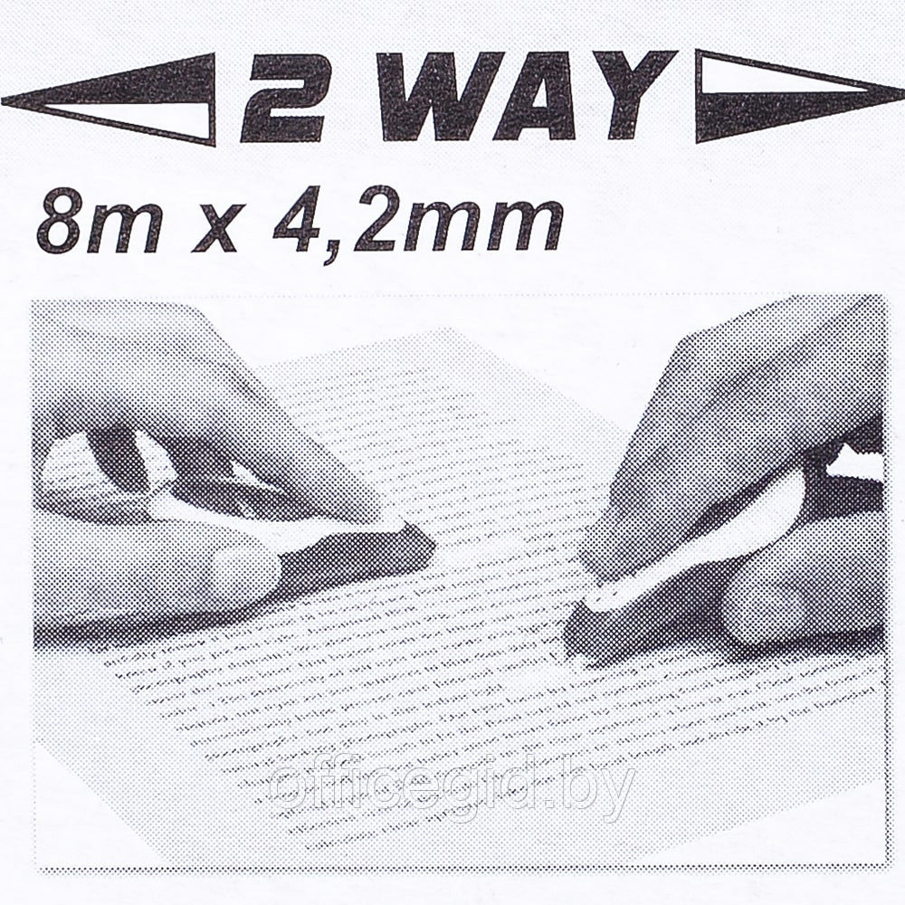 Корректор роллер "2 Way", лента, 4.2x8 мм/м - фото 2 - id-p188889680