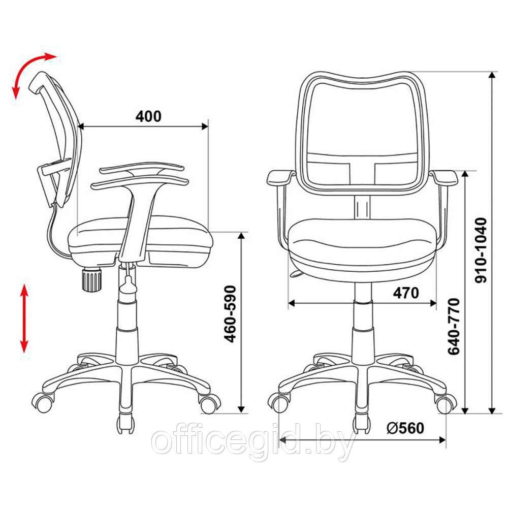 Кресло для детей Бюрократ "CH-W797/OR/TW-96-1", сетка, ткань, пластик, оранжевый - фото 3 - id-p188892456
